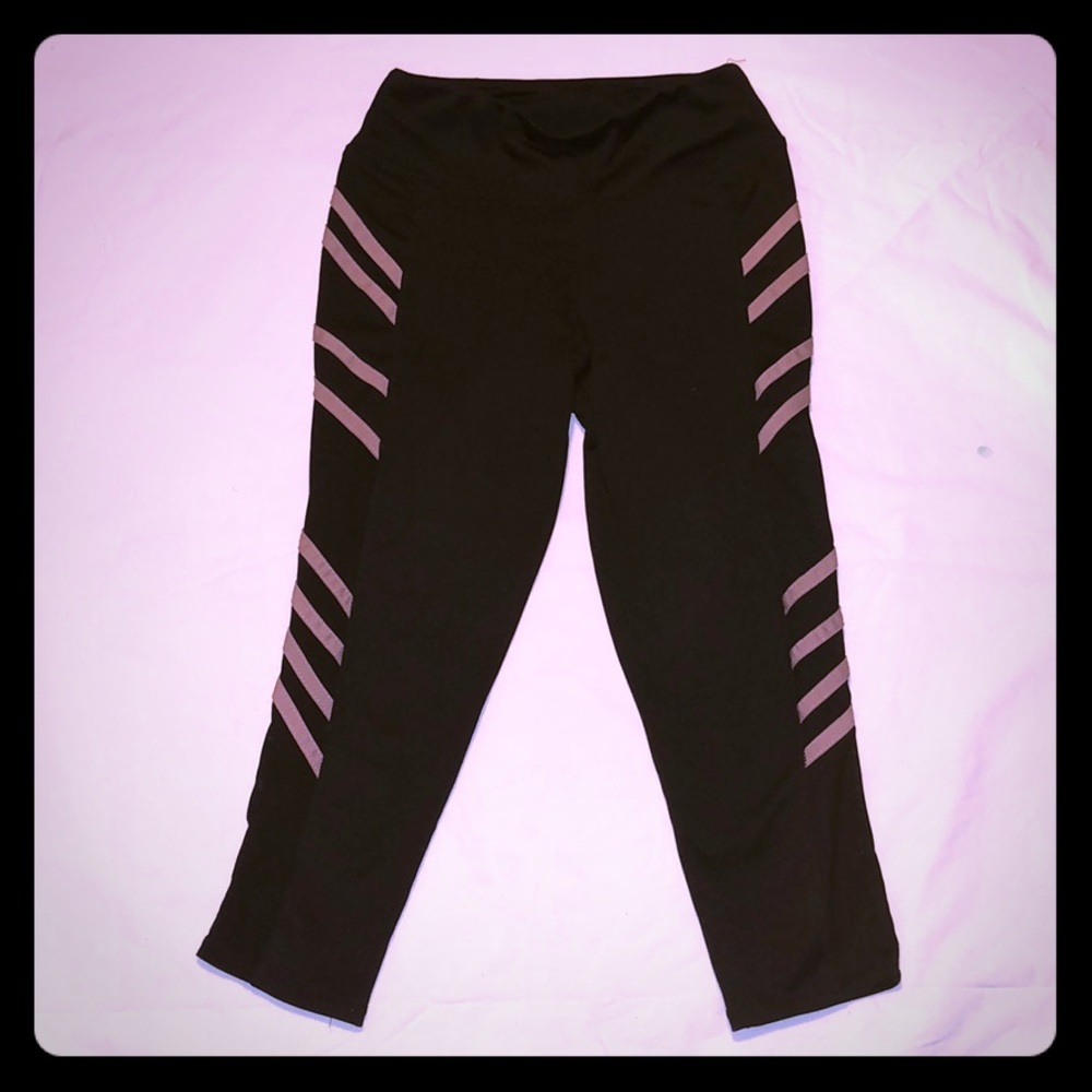 Pink and black yoga pants